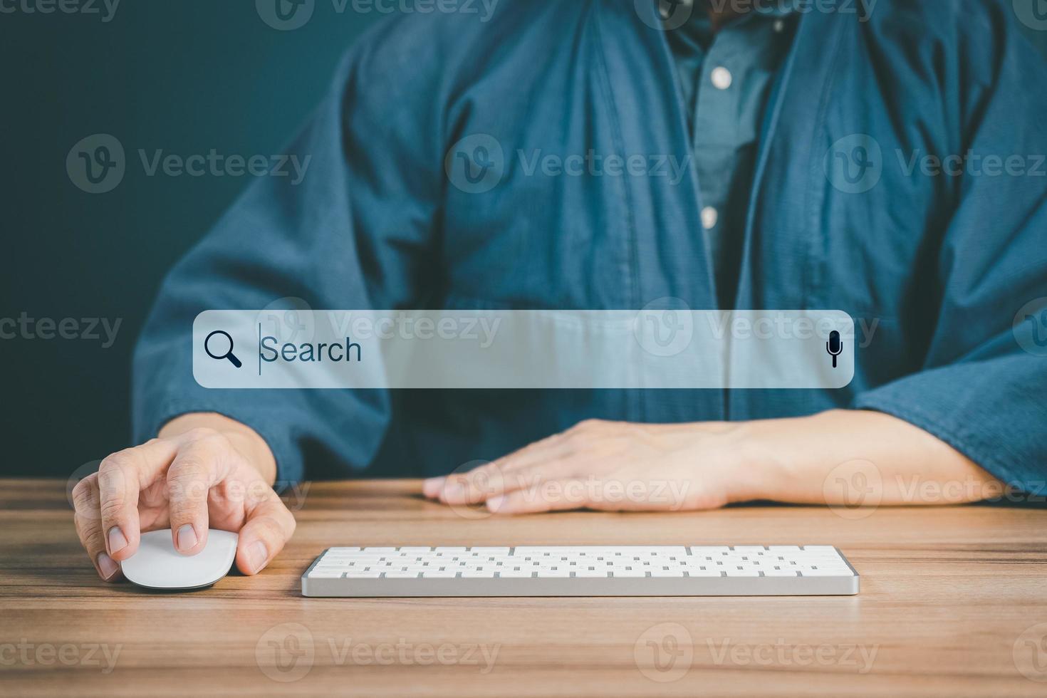 Freelancer's hand using a computer keyboard to search for information, job search. Business ideas for applying search to your website. photo
