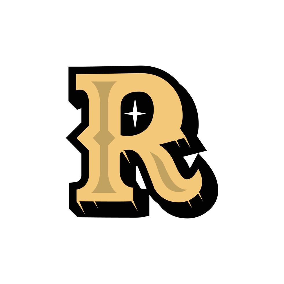 logotipo de la letra r de estilo medieval vector
