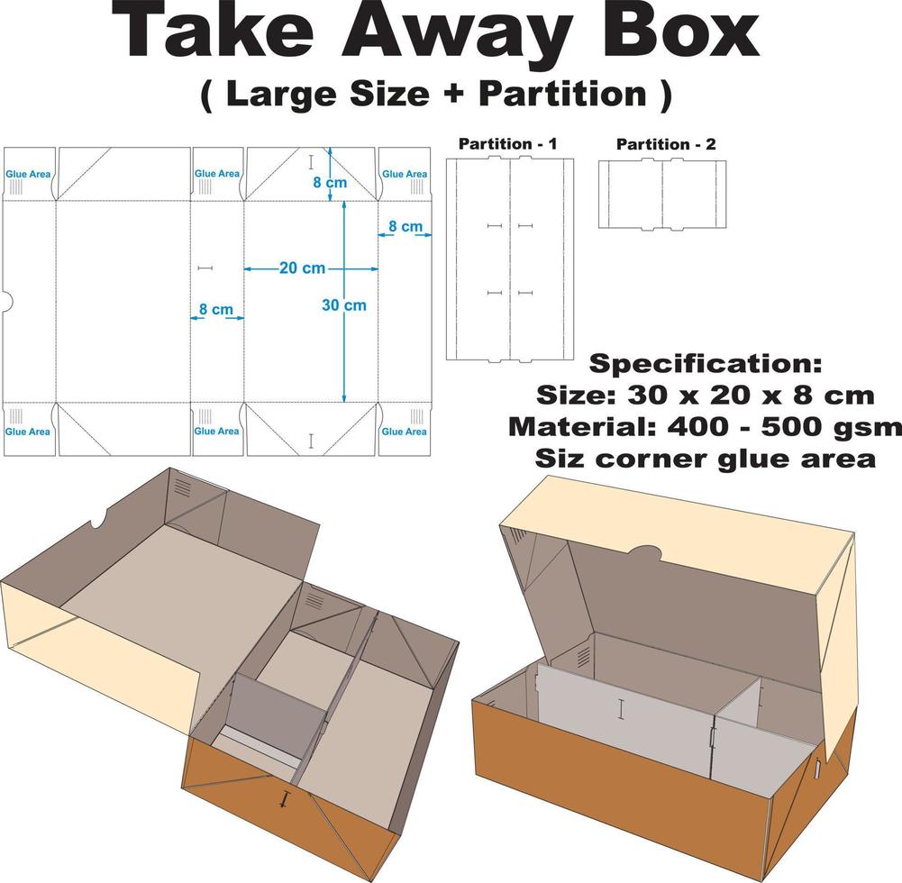 Very charming takeout box. Inside there is a divider to put food according to its type. vector