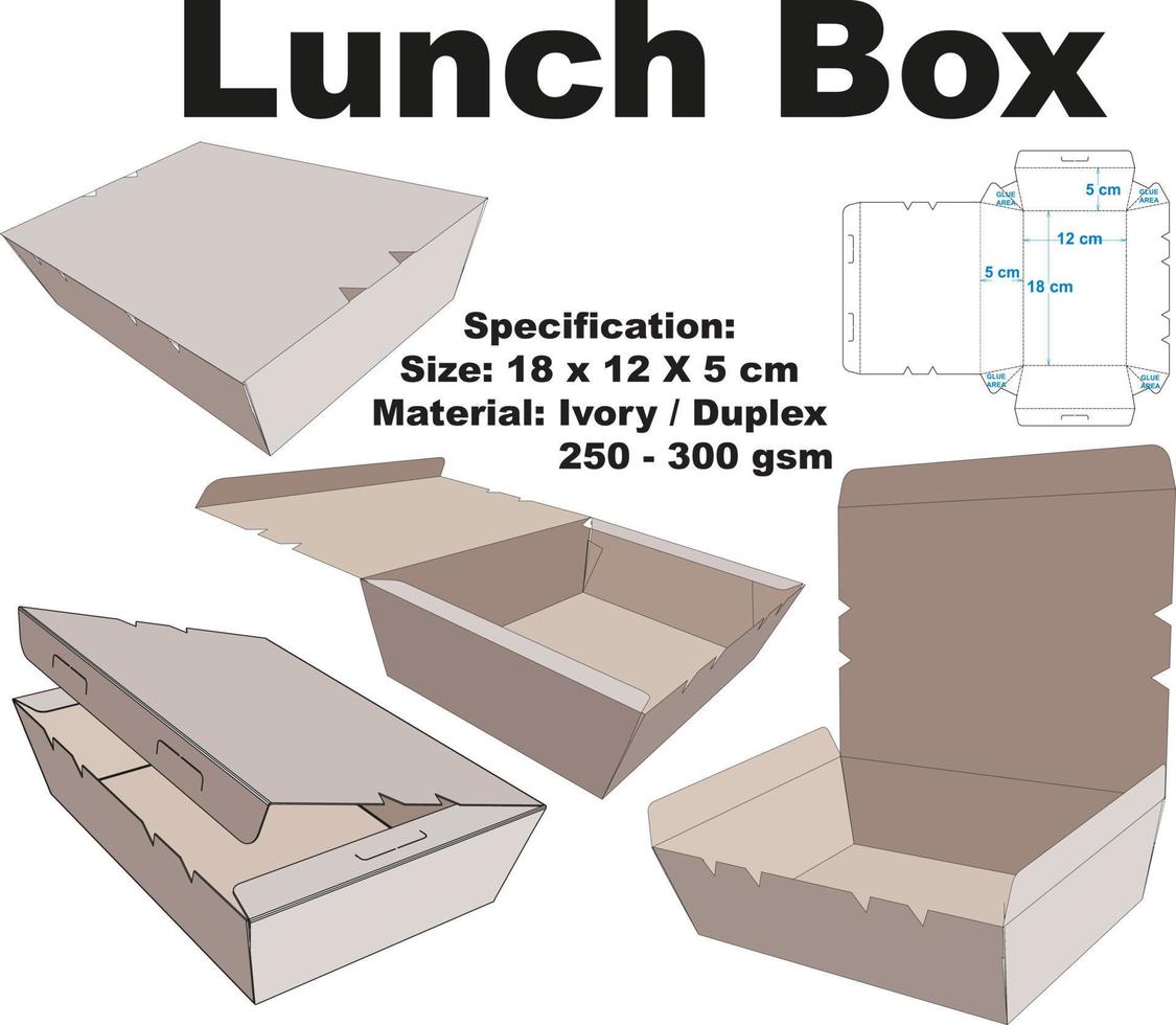 lonchera empaquetada muy linda y fresca. Además de su forma atractiva, esta caja también es fácil de transportar. esta caja también se puede usar para envasar pasteles, panes y bocadillos. vector