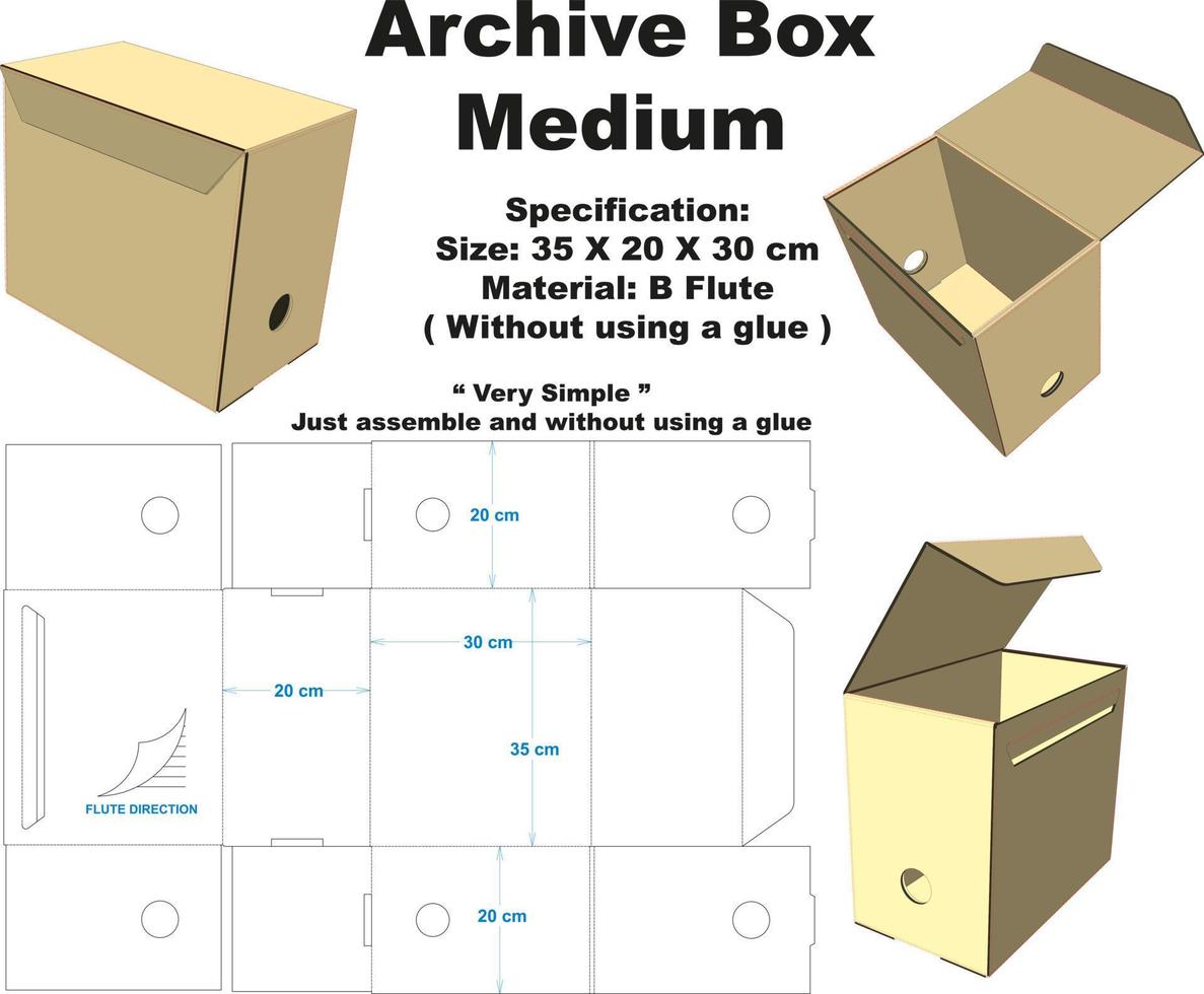Caja de archivo muy atractiva y muy resistente. utilizando materiales ecológicos y reciclables. vector