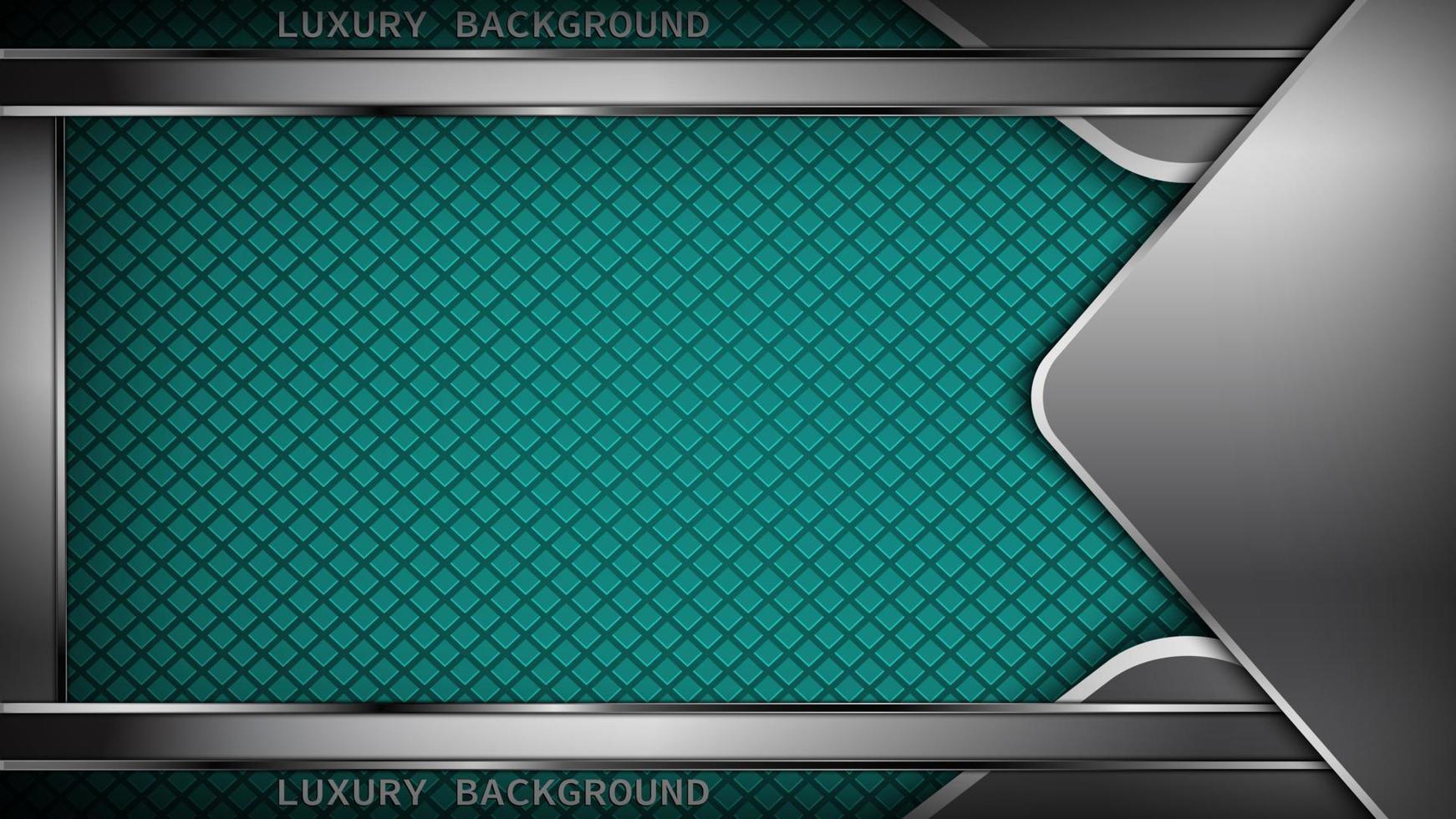 shiny silver background, frame design and texture patterns, with green neon lights vector