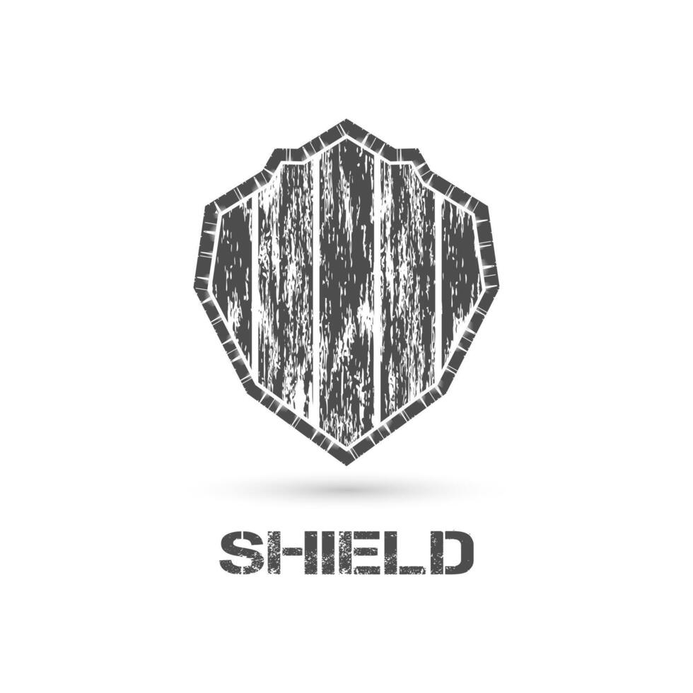 shield icon. Grunge style badge shape security symbol, vector