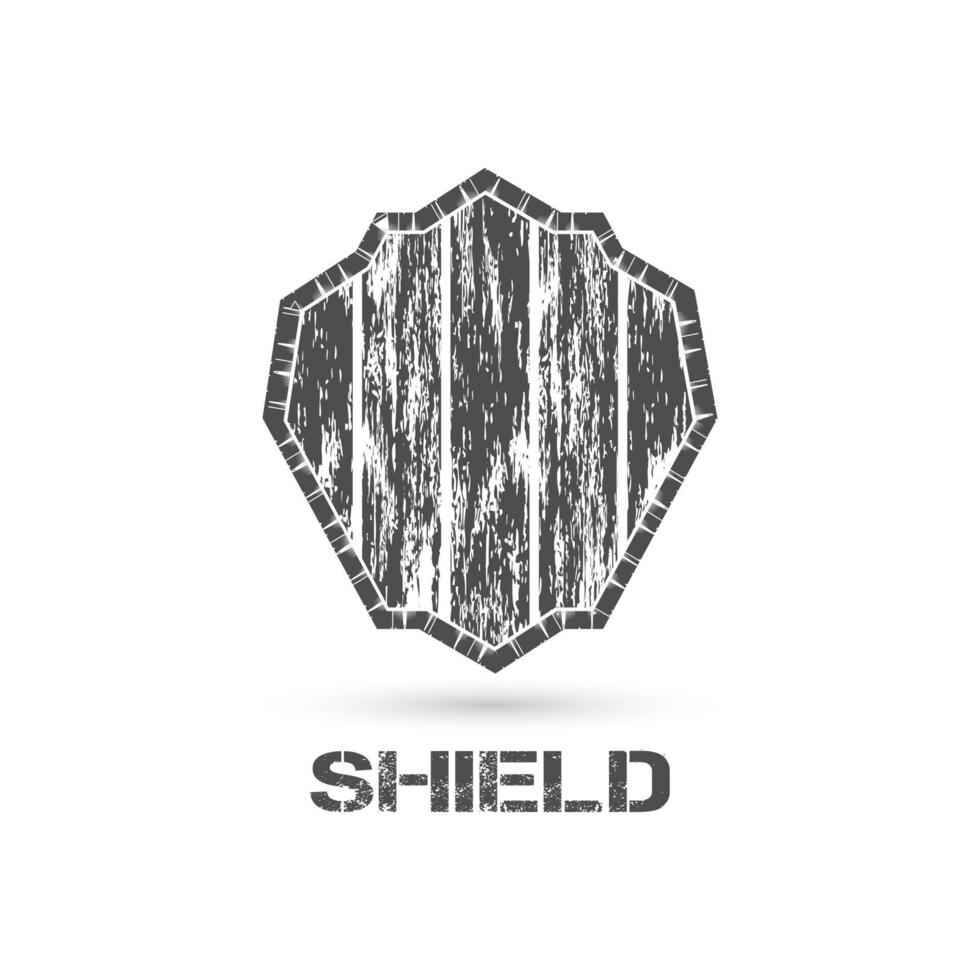 shield icon. Grunge style badge shape security symbol, vector