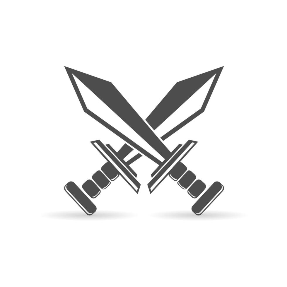 crossed swords icon. weapon badge logo element vector