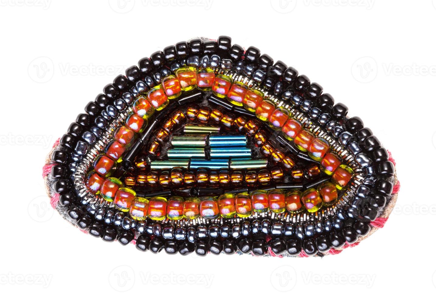 triangular brooch from glass beads and bugles photo