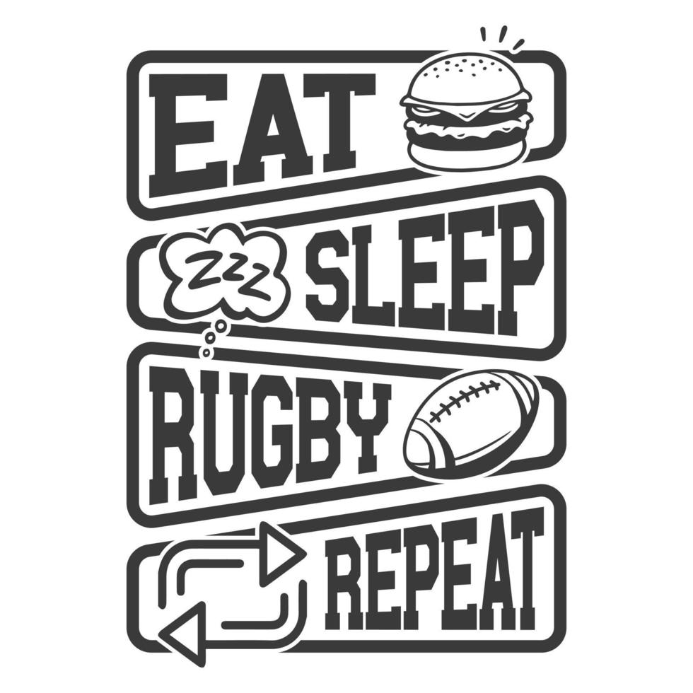 comer dormir rugby repetir - fútbol cita camiseta, vector, afiche o plantilla. vector