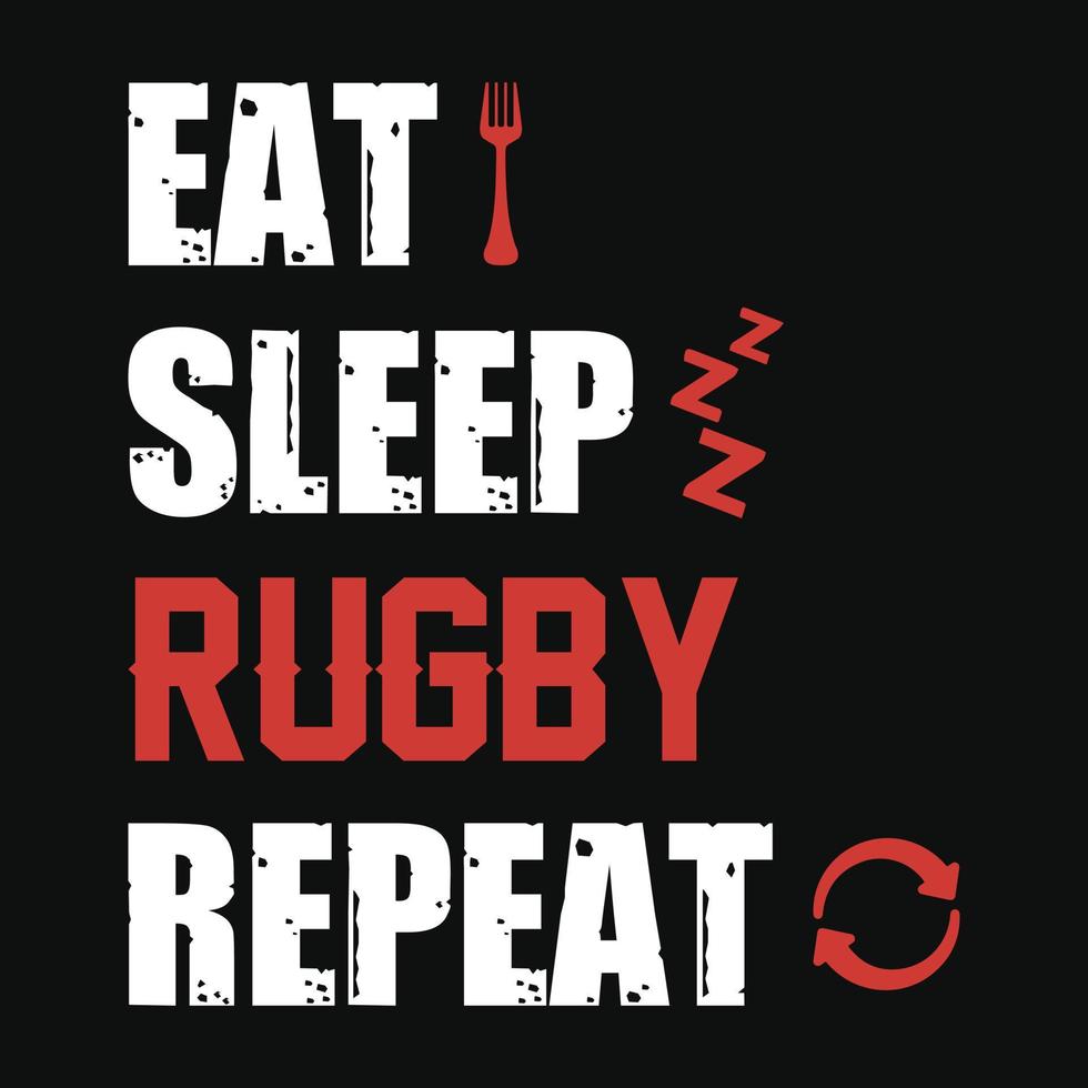 comer dormir rugby repetir - fútbol cita camiseta, vector, afiche o plantilla. vector