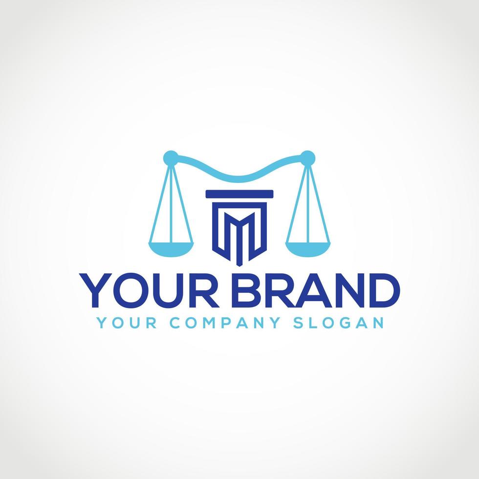 Lawyer Logo Vector Illustration. Vector Law Firm Logo Design Template. M Letter Law Firm Logo.