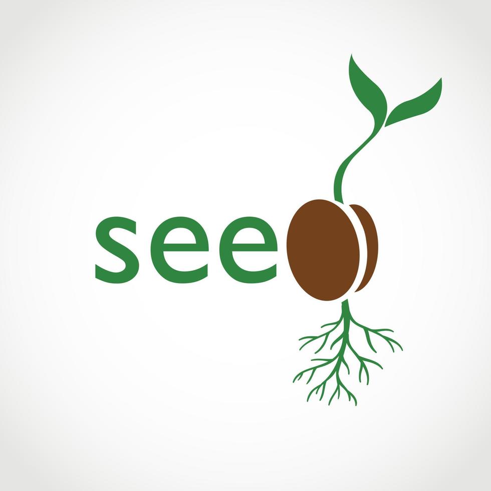 Growing Seed Logo Design Template For Farming, Farm Field, Natural Harvest. Green Seed Logo. vector