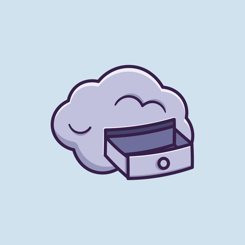 ilustración de icono de vector de dibujos animados de almacenamiento en la nube