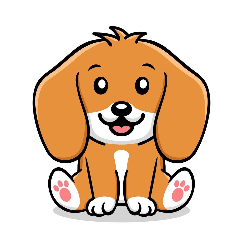 Cute dog sitting cartoon vector icon illustration