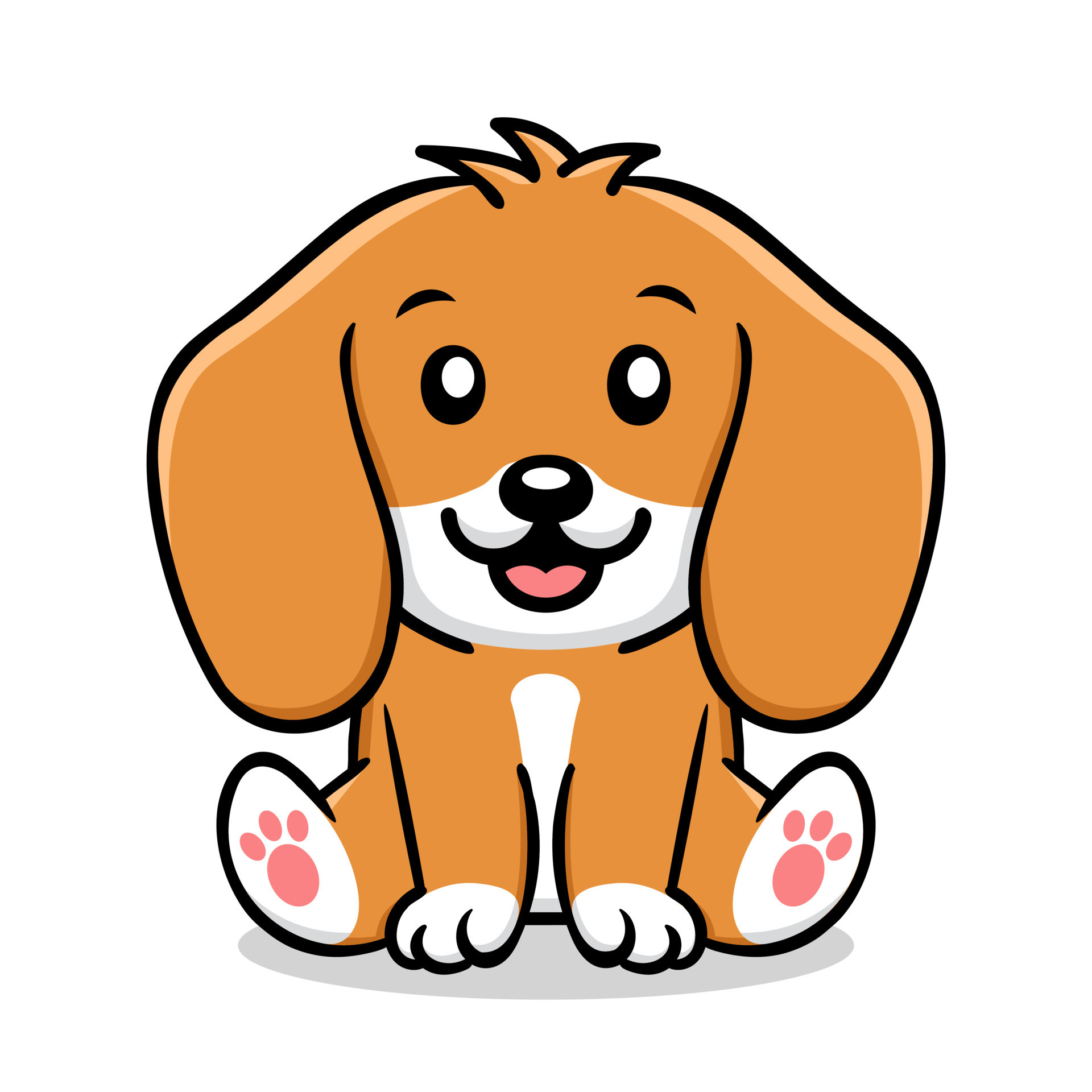 Cute Dog Sitting Cartoon - Cute Dog Sitting Cartoon - Posters and