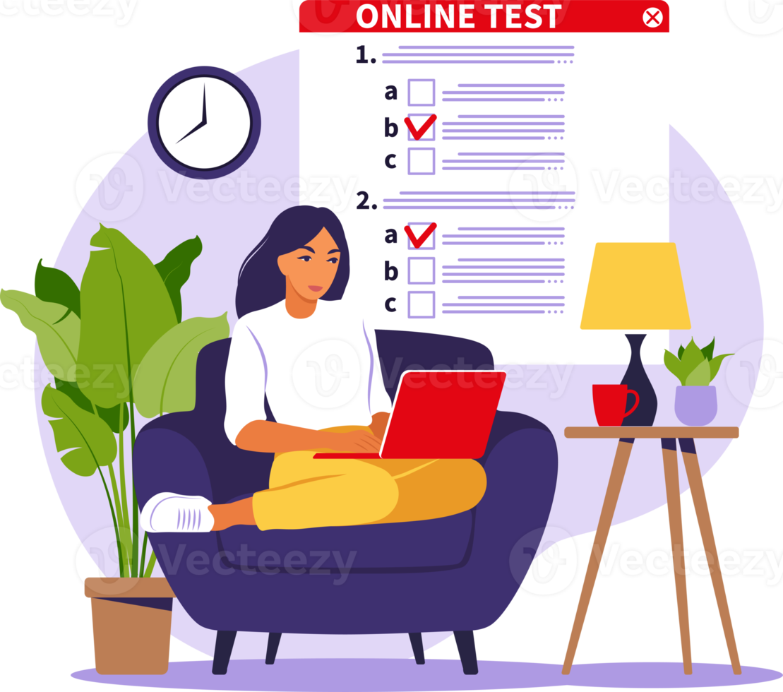 Concept online testing, e-learning, examination on computer. png