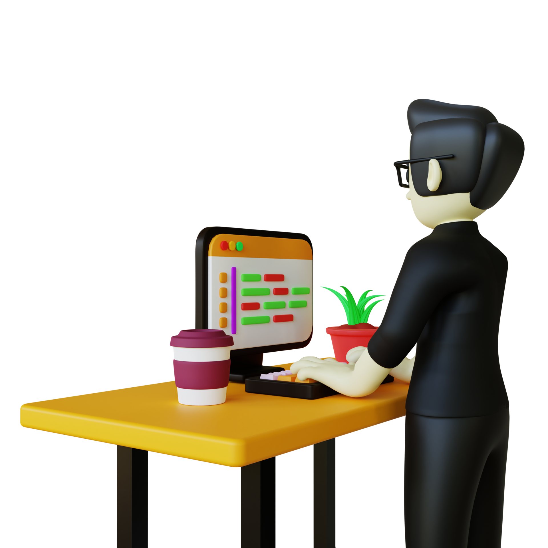 Stylized 3D Website Developer Character Illustration 12658266 PNG