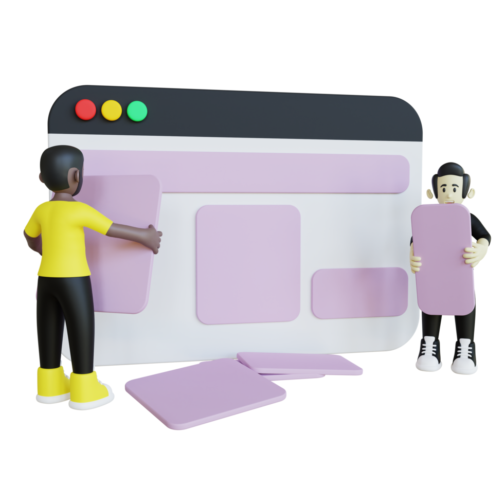 Illustration de personnage 3d de l'équipe ui ux png