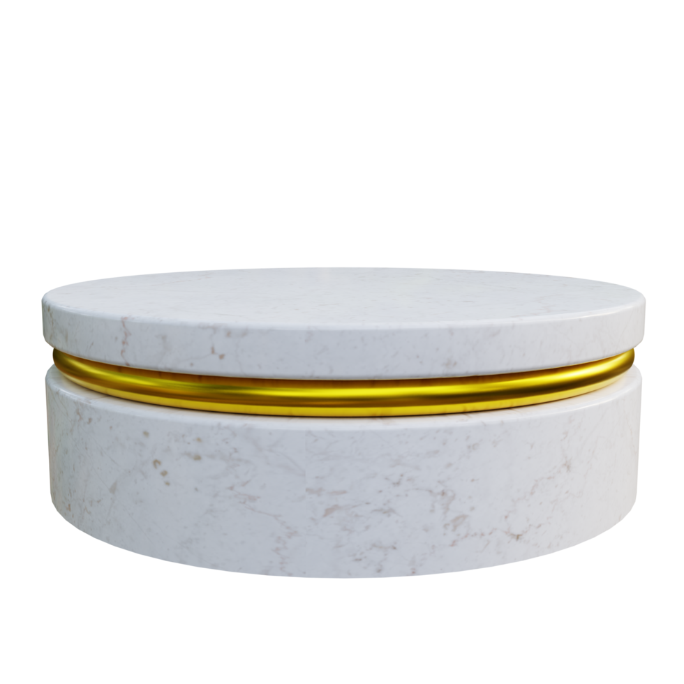 Realistic 3D White Marble Podium with Gold Ring png