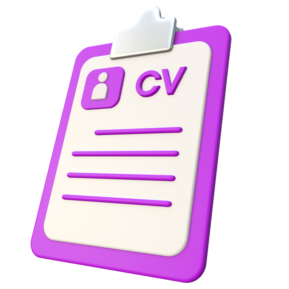 3D CV or Resume Illustration Side View png