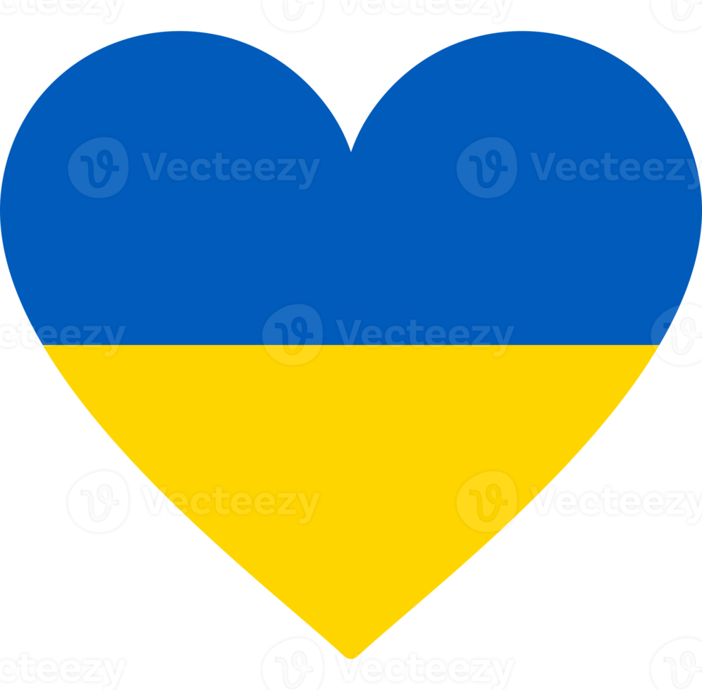 bandera de ucrania en forma de corazón, país de europa. formato png