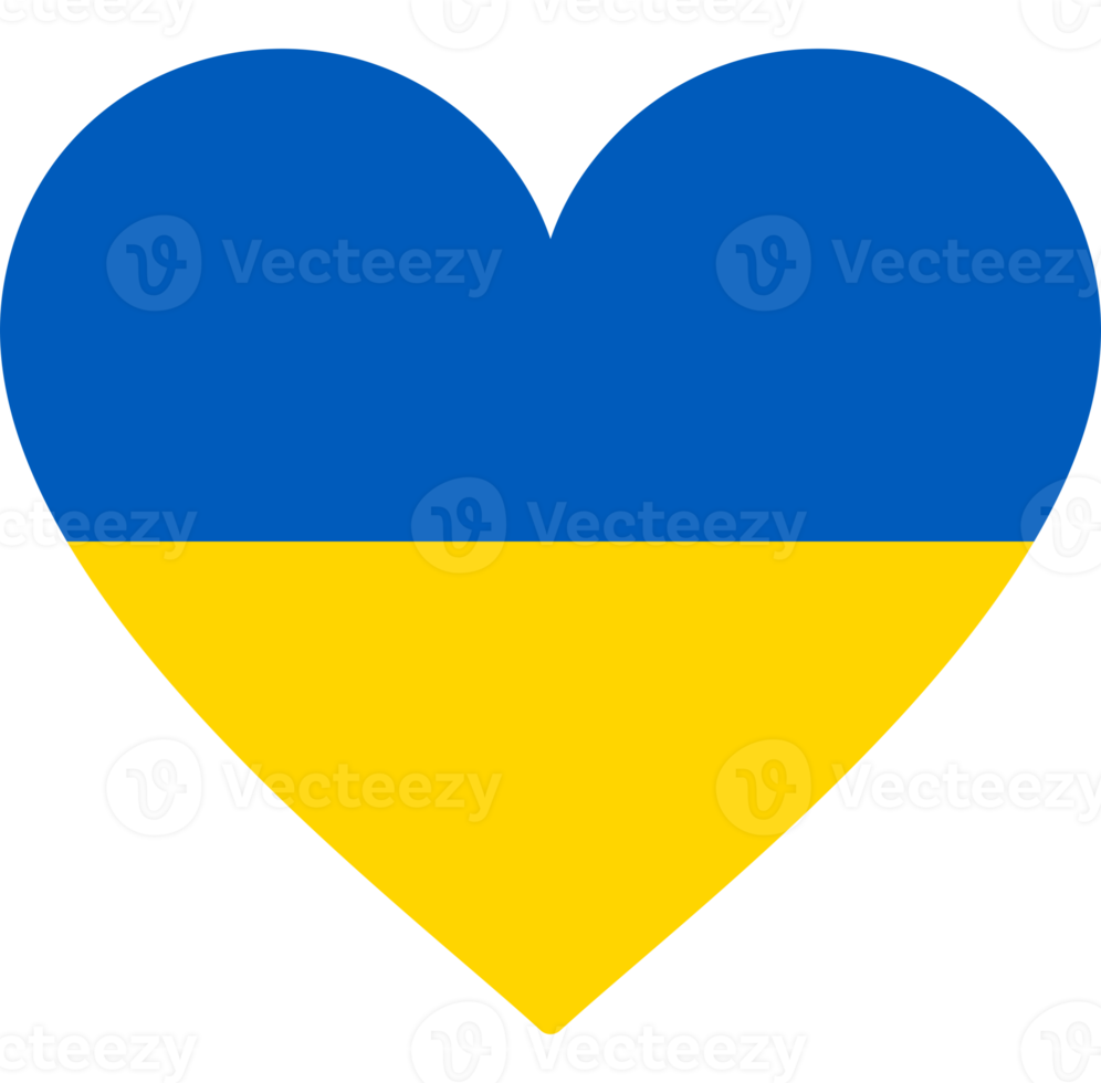 Flag of Ukraine int the Heart Shape, Country in Europe. Format PNG