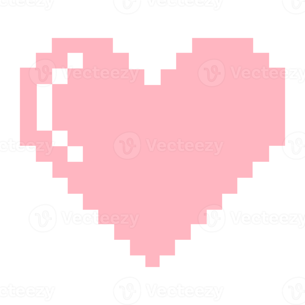 Heart-Shaped. Love Icon Symbol for Pictogram, App, Website, Logo or Graphic Design Element. Pixel Art Style Illustration. Format PNG