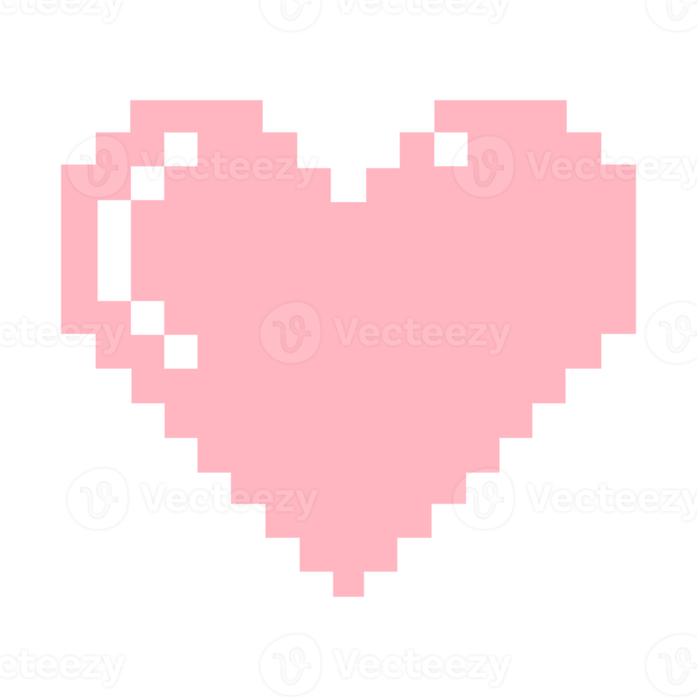 Heart-Shaped. Love Icon Symbol for Pictogram, App, Website, Logo or Graphic Design Element. Pixel Art Style Illustration. Format PNG