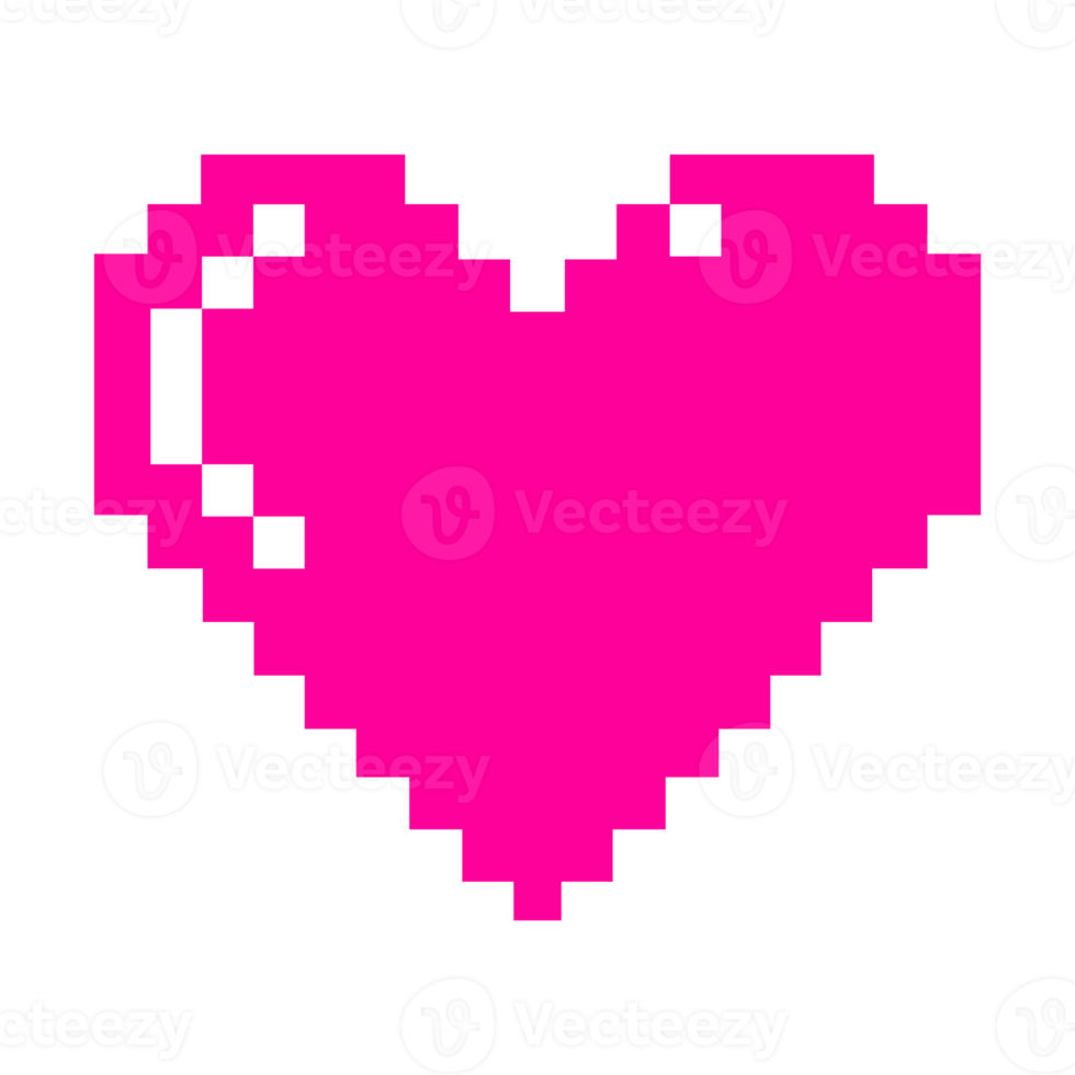 Heart-Shaped. Love Icon Symbol for Pictogram, App, Website, Logo or Graphic Design Element. Pixel Art Style Illustration. Format PNG