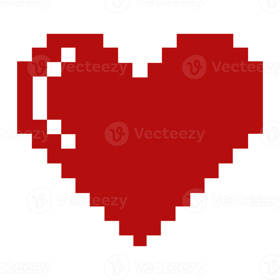 Heart-Shaped. Love Icon Symbol for Pictogram, App, Website, Logo or Graphic Design Element. Pixel Art Style Illustration. Format PNG