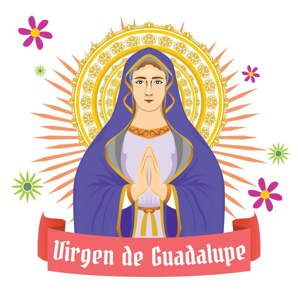 diseño de ilustración de arte vectorial virgen de guadalupe vector