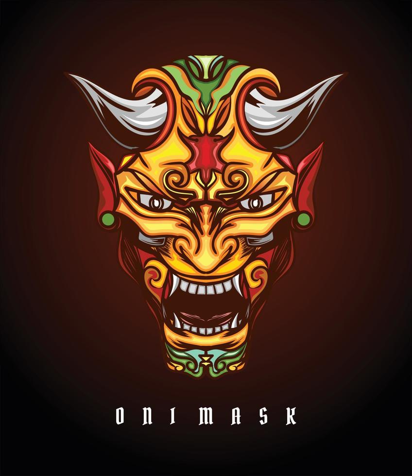 Illustration of Mask Mask Oni with a scary horns vector