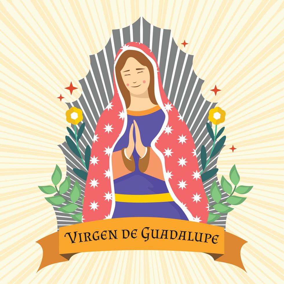 diseño plano de tema vectorial simple para conmemorar a virgen de guadalupe. arte de primera vector