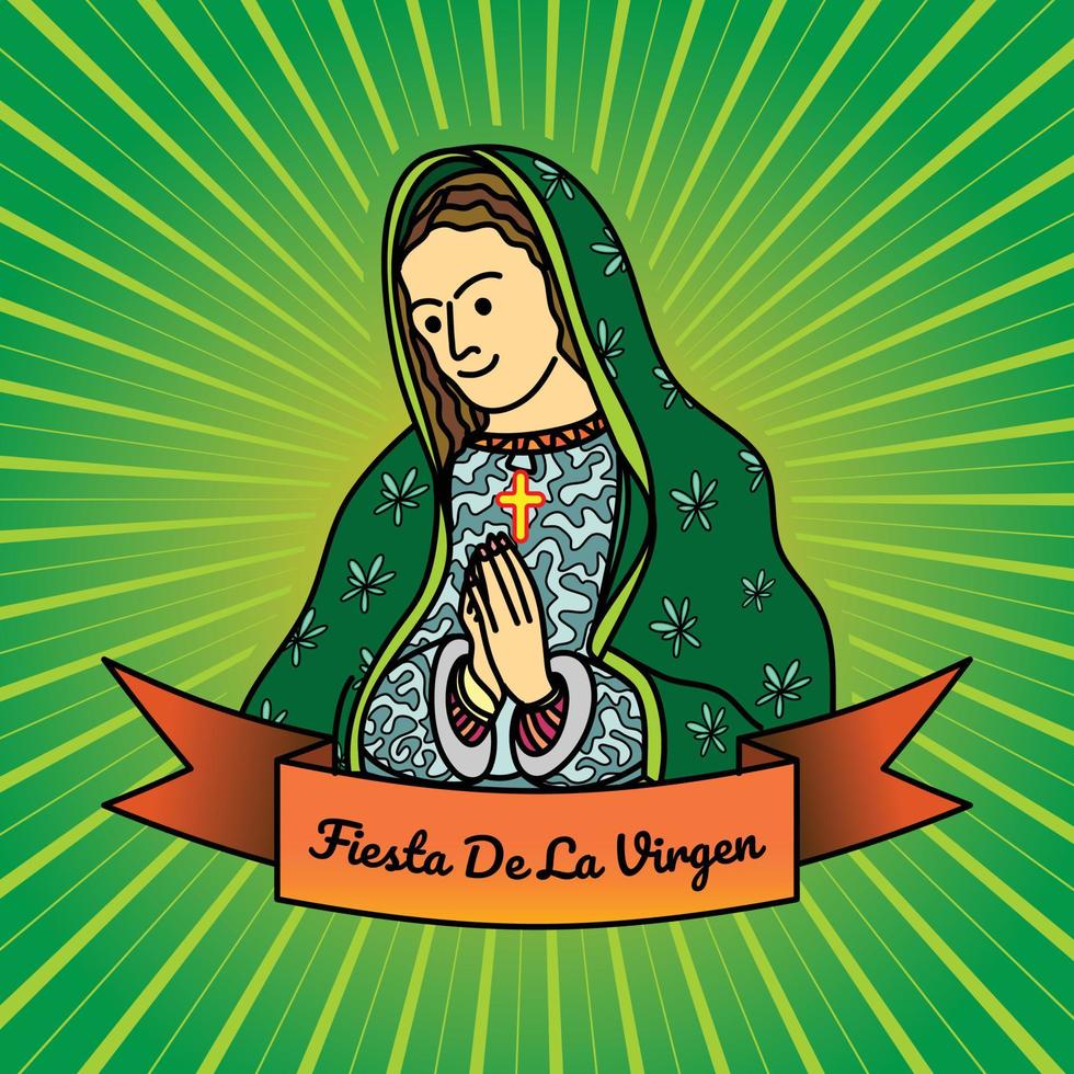 Maria's character illustration vector, Fiesta de la Virgen vector