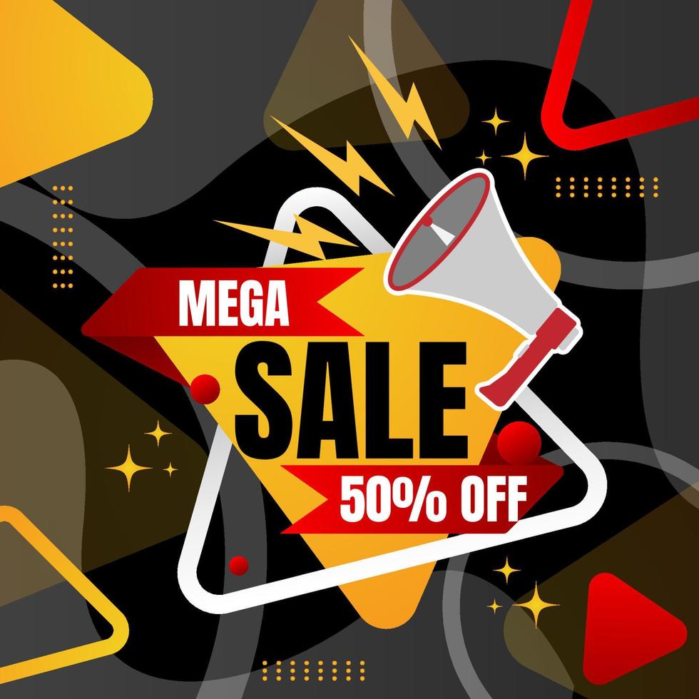 mega sale banner design template for social media post. vector illustration