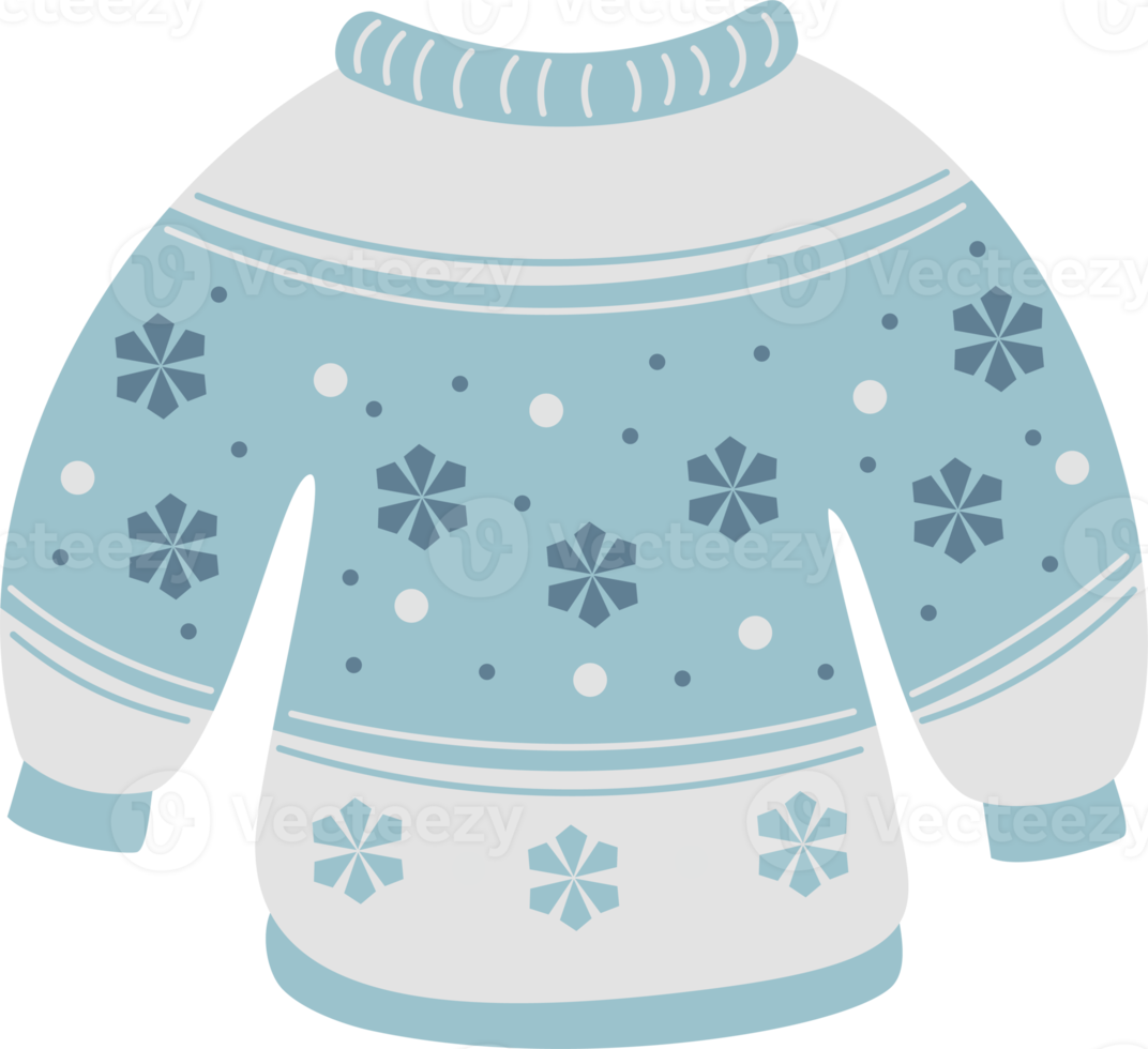 Winter knitted sweater with a pattern png