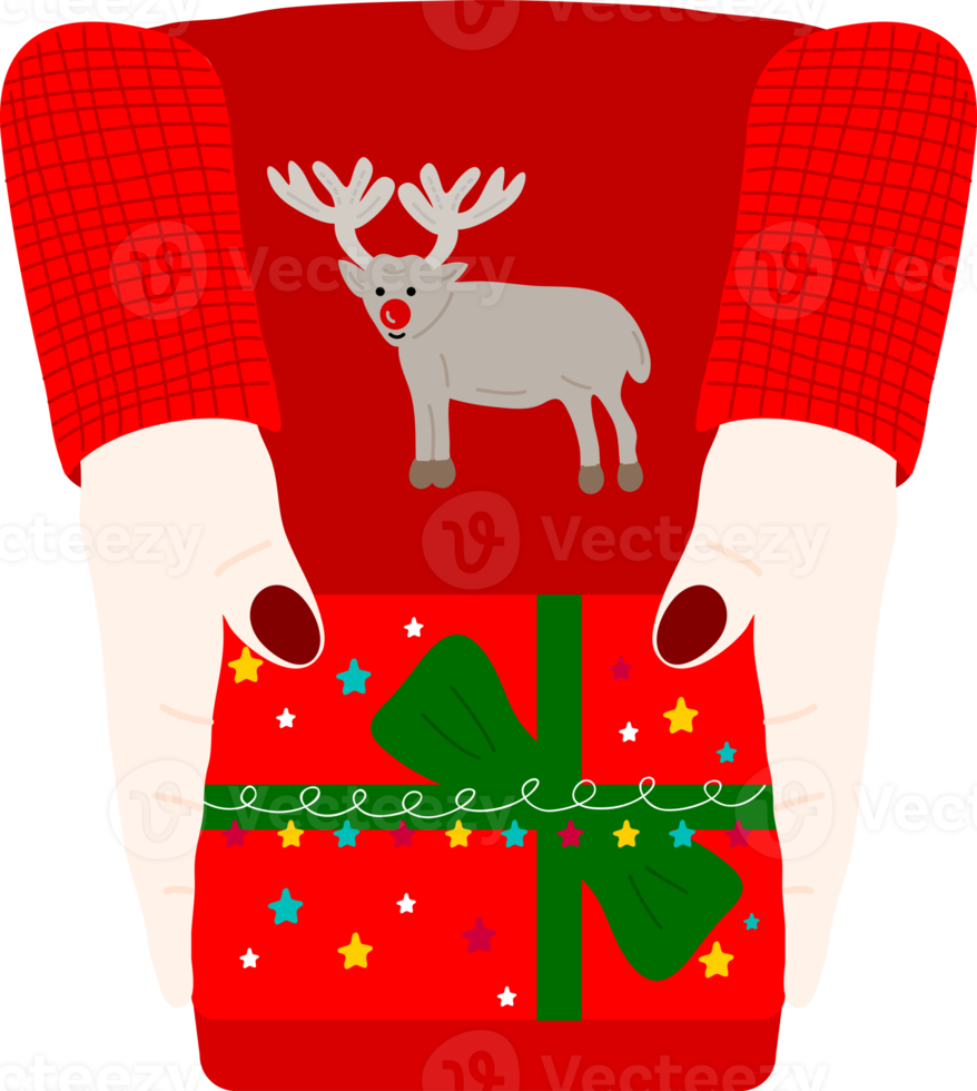 Weihnachtsschmuck. Geschenkpapier. weihnachtsdruckzubehör. fröhliche weihnachtsfeierleute, die weihnachtsflachillustration feiern png