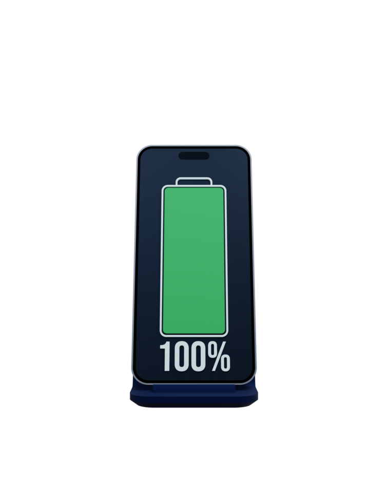 Wireless Smartphone Battery Charging Percentage Indicator Symbol 3D Illustration png