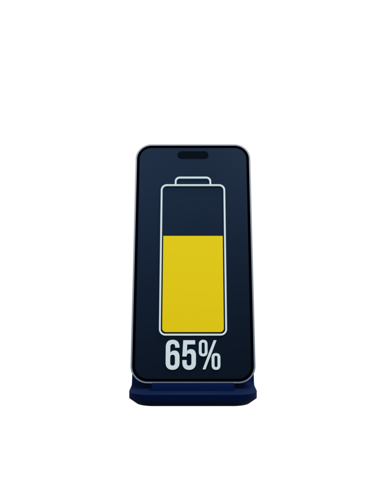 Wireless Smartphone Battery Charging Percentage Indicator Symbol 3D Illustration png