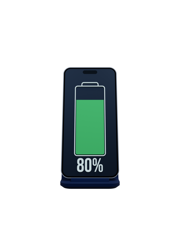 Wireless Smartphone Battery Charging Percentage Indicator Symbol 3D Illustration png