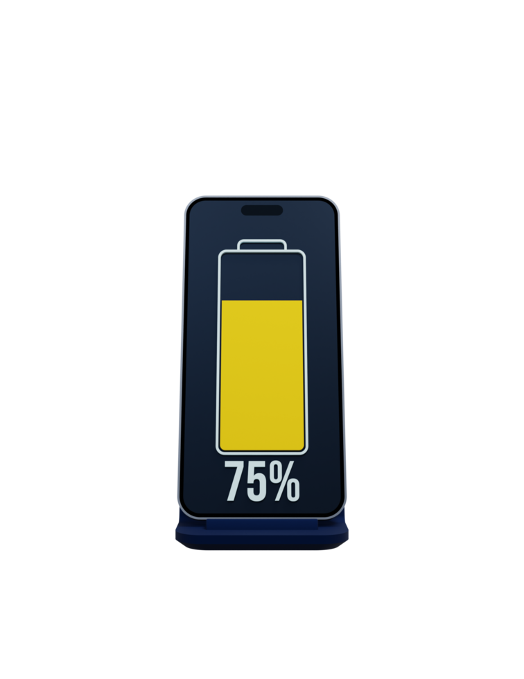 Wireless Smartphone Battery Charging Percentage Indicator Symbol 3D Illustration png