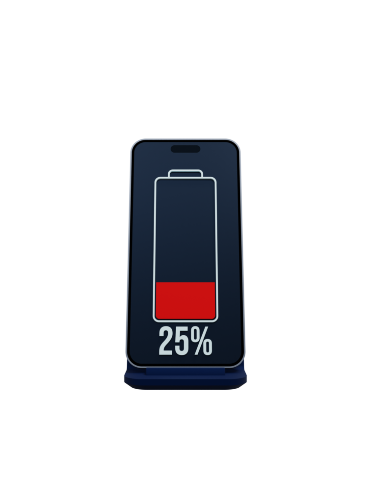 senza fili smartphone batteria ricarica percentuale indicatore simbolo 3d illustrazione png