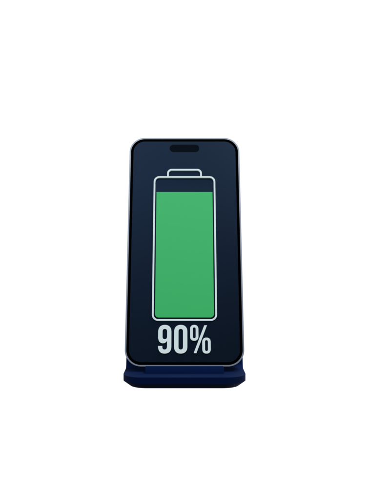 Wireless Smartphone Battery Charging Percentage Indicator Symbol 3D Illustration png