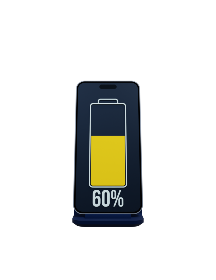 Wireless Smartphone Battery Charging Percentage Indicator Symbol 3D Illustration png
