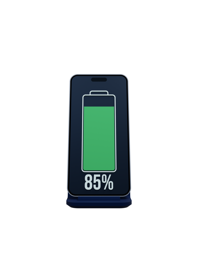 senza fili smartphone batteria ricarica percentuale indicatore simbolo 3d illustrazione png