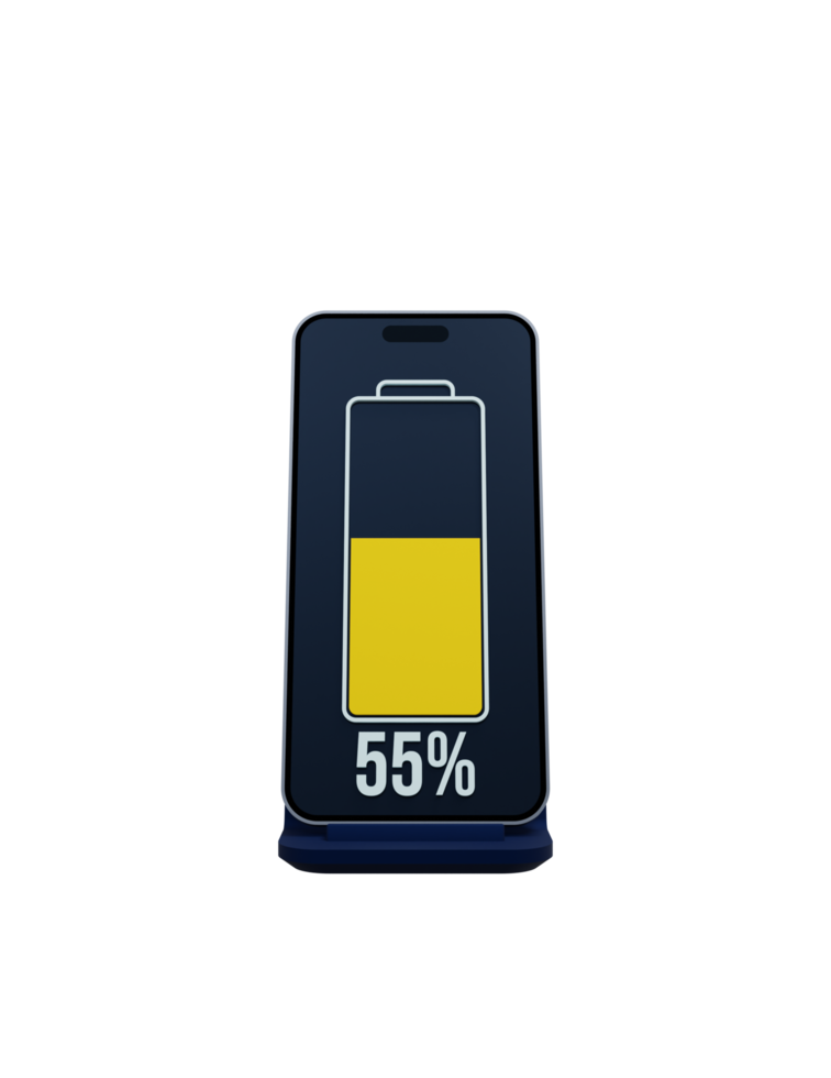 Wireless Smartphone Battery Charging Percentage Indicator Symbol 3D Illustration png