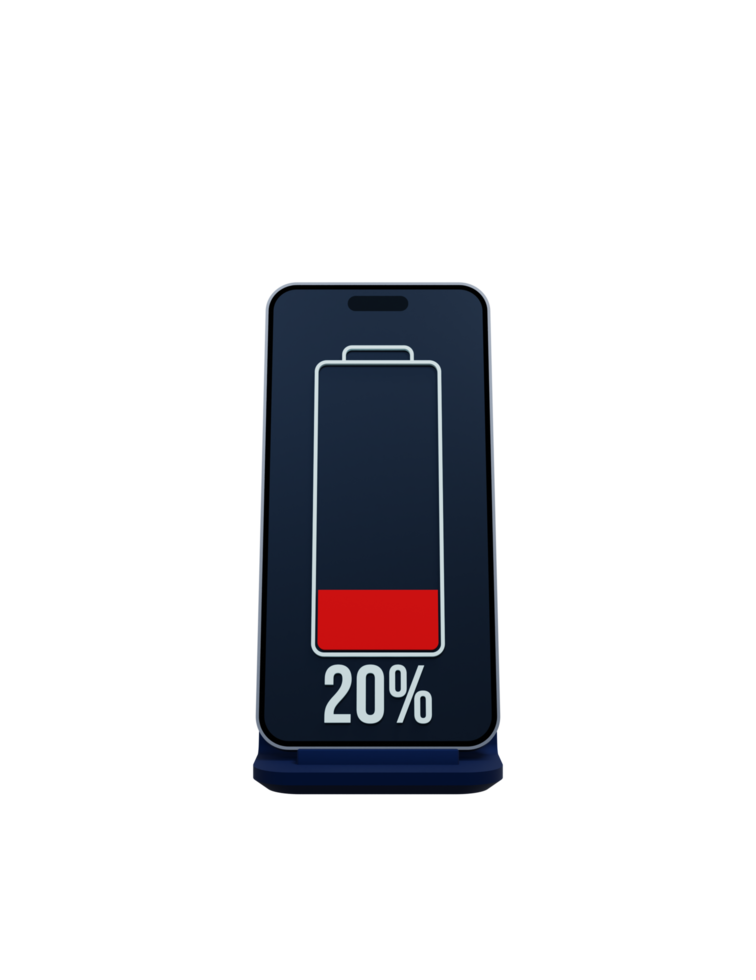 trådlös smartphone batteri laddning procentsats indikator symbol 3d illustration png