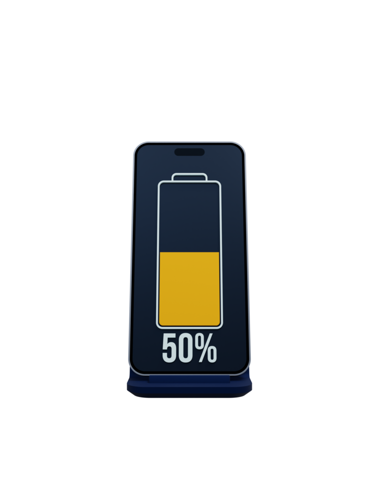 Wireless Smartphone Battery Charging Percentage Indicator Symbol 3D Illustration png