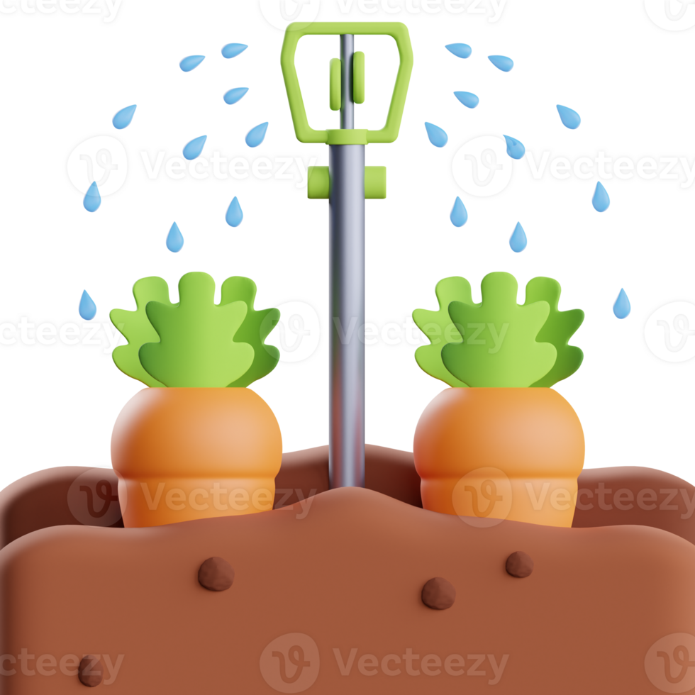 Water Spray on Carrot 3d Illustration png