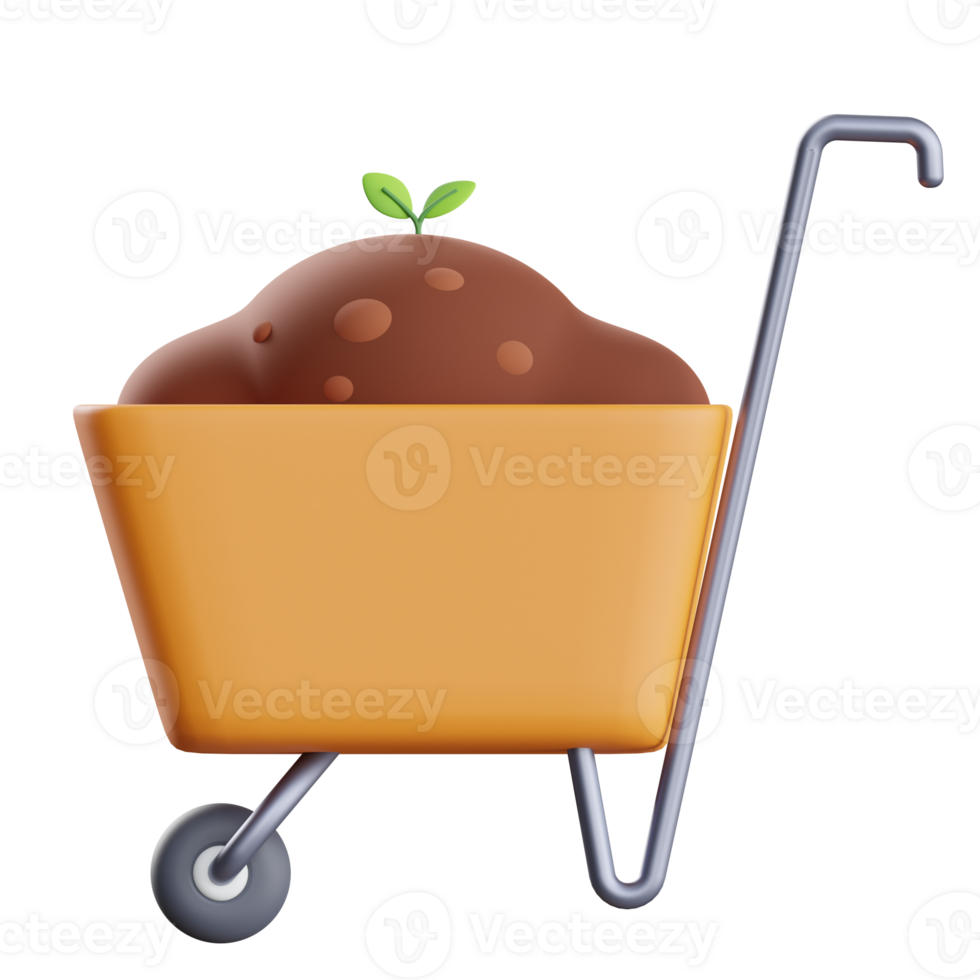 Farming Wheelbarrow 3d Illustration png