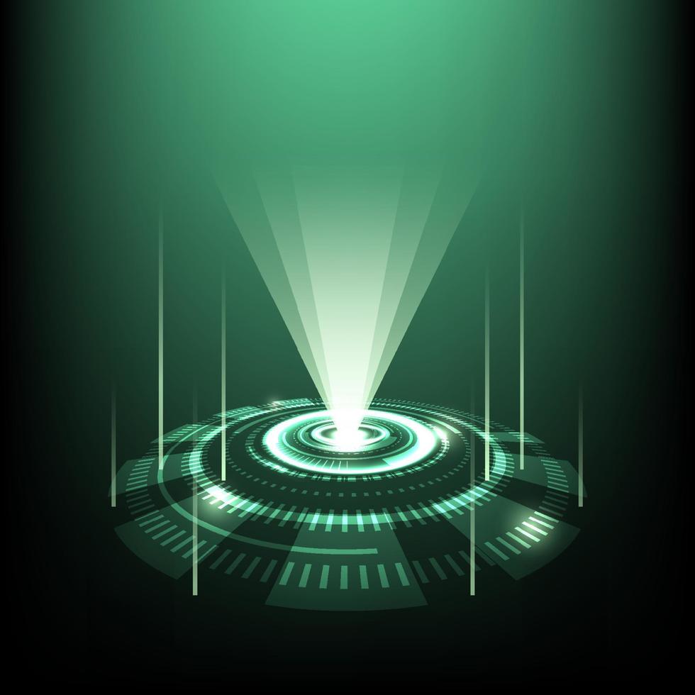 Abstract technology circle design and laser beam background. Vector illustration.