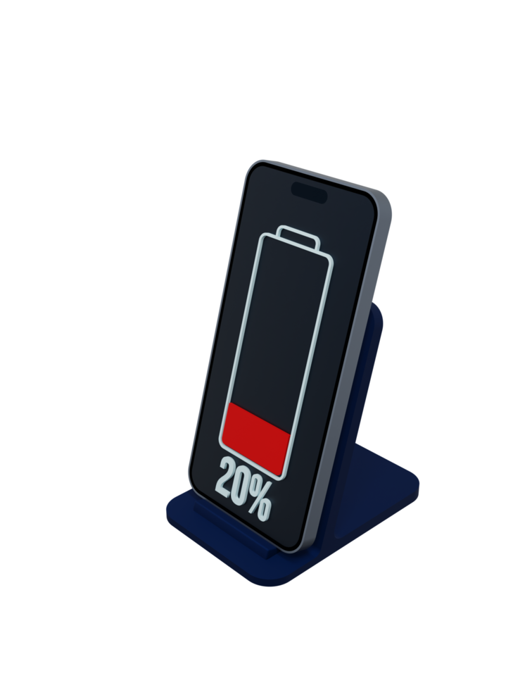 Wireless Smartphone Battery Charging Percentage Indicator Symbol 3D Illustration png
